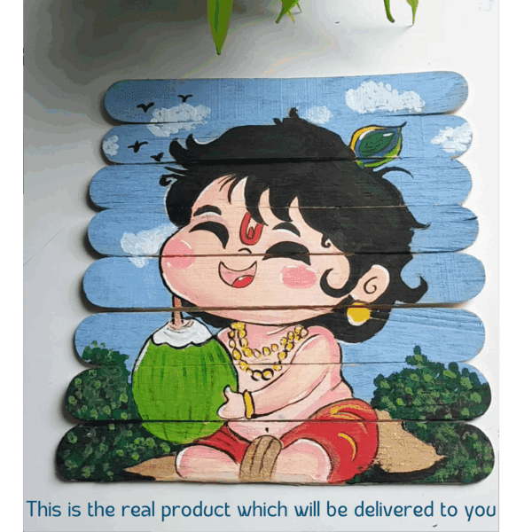 Krishna Ji Painting On Icecream Stick - Image 3